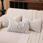 Boho Lumbar Pillow Cover 12x20 Inch Pack of 1 Farmhouse Rectangle Decorative Couch Throw Pillow Cover Mixed Blue Chenille Tufted Striped Pillowcase for Living Room Sofa Bed
