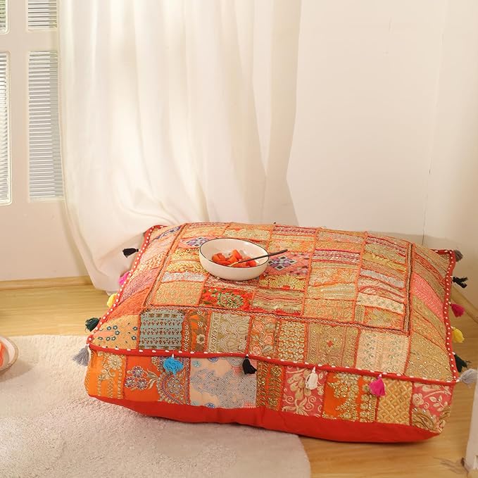 THE ART BOX 35" X 35" Large Boxed Shaped Premium Hypoallergenic Square Stuffer Best for Meditation Floor Pillow Cover, Mandala Ottoman Cushion Cover, Dog Beds, Lounger, Pet Beds