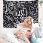 KJHL Quote You Are Wall Tapestry Black and White Inspirational Classroom Kids Tapestries Wall Hanging Motivational Positive Affirmations Saying Aesthetic Tapestry for Bedroom Dorm(51" x 59")