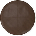 SIMPLIHOME Brody Boho Round Pouf in Distressed Dark Brown Vegan Faux Leather for the Living Room, Bedroom and Kids Room