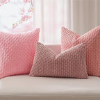 Kevin Textile Valentines Day 12x24 Inch Pillow Cover 1 Pack Boho Decorative Soft Striped Corduroy Lumbar Farmhouse Accent Rectangle Cushion Case for Living Room Couch Sofa Bed, Pink