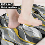 Kitchen Mats for Floor Modern Abstract kitchen rugs Grey and Yellow Stripe Anti Fatigue Kitchen Mats Waterproof Floor Mats Cushioned Non-Skid Standing Mats for Kitchen, Set of 2,17.3 x 28+17.3 x 47