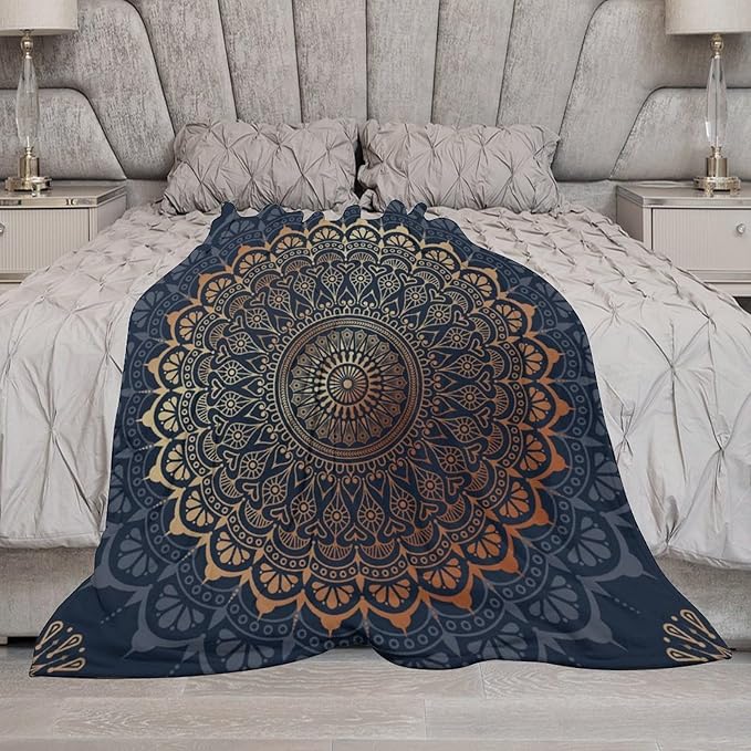 Boho Flower Throw Blanket Mandala Bohemian Aesthetic Paisley Hippie Blanket for Sofa Bed Couch Chair Or Dorm 30"x40"