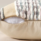 ANRODUO Pack of 1 Boho Decorative Throw Pillow Covers 18x18 Farmhouse Cushion Case Striped Chenille Pillow Cases Square Pillow Covers Accent Neutral Pillowcase for Sofa Couch Bed, Gray Blue Stripe