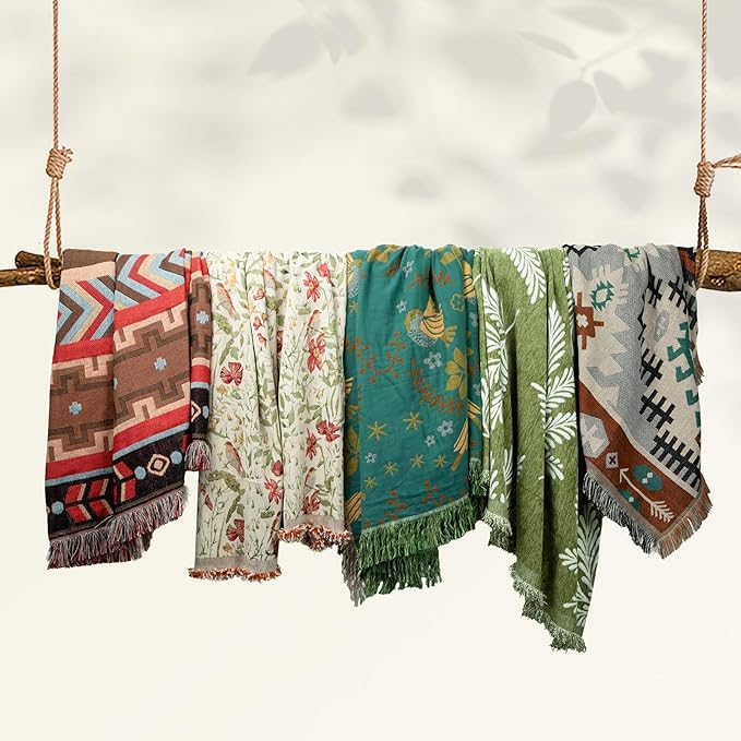 MACEVIA Native American Aztec Blanket for Couch, Rustic Southwest Blankets Decorations for Home, Country Boho Throw Blanket for Couch, Sofa, Bed, Western Bedroom Decor Tribal Decor (Aztec 03 50"×70")