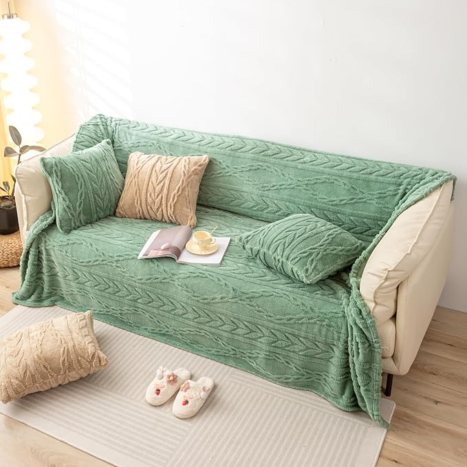 YUSOKI Queen Size Blanket Single Layer,Weight(4.4lb),370GMS-3D Stylish Design for Gift Home Decor (Sage Green,90"x90")