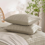 JELLYMONI Pillowcases King Size Khaki 2 Pack Boho Striped Bed Pillow Covers 20x36in Polyester Envelope Pillow Shams Tufted Bohemian Textured (Pillows are not Included)