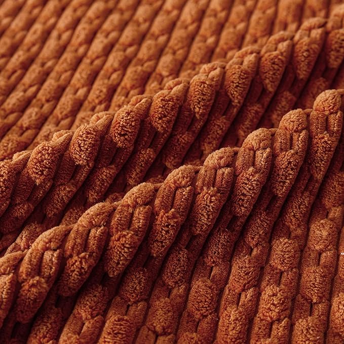 Set of 4 Burnt Orange Decorative Throw Pillow Covers 26x26 Inch Corduroy Pillow Covers for Bed Couch Sofa Living Room Soft Square Cushion Cases