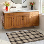 2x4 Entryway Runner Rug, Front Door Runner Indoor Entrance, Washable Checkered Bathroom Rug Non Slip, Non Shedding Jute Black and Tan Buffalo Plaid Door Mat
