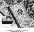 Hallway Washable Runner Rug - 2x7 Kitchen Rugs Entryway Rug Runner Vintage Soft Floor Mat Non Slip Indoor Farmhouse Carpet for Bathroom Living Room Bedroom (2 X 7, Black)