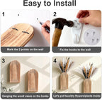 DREAMLOOM 2 Pack Wooden Wall Vases with Dried Pampas Grass and Eucalyptus Plants, Wall Hanging Planters Boho Modern Farmhouse Indoor for Narrow Spaces Entryway Bathroom Home Office Decoration, White