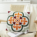 Merrycolor Boho Decorative Throw Pillow Cover 18x18 Colorful Embroidered Pillow Covers Textured Aesthetic Pillow Cases Bohemian Modern Farmhouse Pillow Covers for Couch Bed,1PC