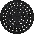 Hand Woven Braided Jute Rug - 5' Round - Black Reversible Farmhouse Rugs for Living Room, Bedroom, Dining Room, Kitchen - Natural Decorative Floor Boho Entry Area Rugs - Jute Round Rug 5ft