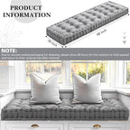 Geelin 48x18 Inch Bench Cushions for Indoor Furniture Chenille Velvet Gray Button Tufted Thicken Window Seat Pad Mat with Memory Foam Non Slip Long Floor Pillow for Entryway Dining Sofa Breakfast Nook
