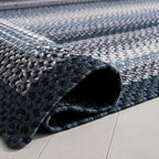 SAFAVIEH Washable Rug Outdoor Braided Collection - 5' Square, Teal & Multi, Handmade & Reversible, Non-Shedding & Easy to Clean, Ideal for Patio, Backyard, Mudroom (BRD308J)