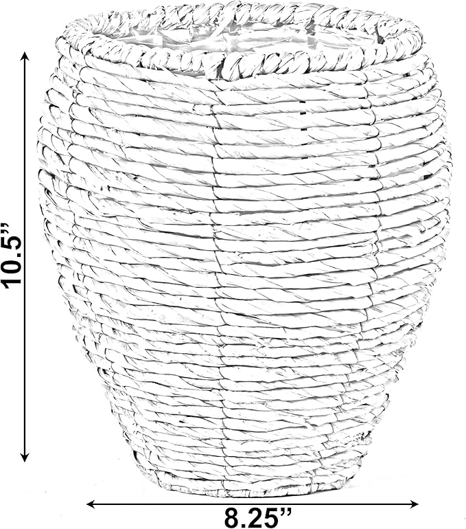 Vintiquewise Woven Round Flower Pot Planter Basket with Leak-Proof Plastic Lining- Small