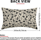 Black Floral Pillow Covers 12x20 Set of 2 Vintage Rustic Old Style Cute Small FlowerBlack Cream Print Decorative Outdoor Pillowcases Farmhouse Throw Cushion Case Decor for Couch Sofa Bed