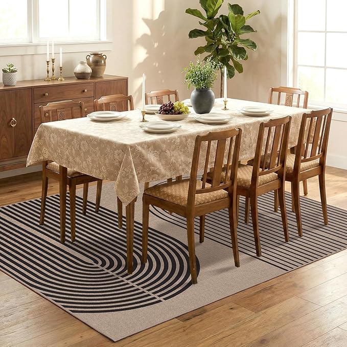 GarveeHome Modern Rainbow Easy Jute 4x6 Area Rug, Indoor/Outdoor Reversible Low Pile, Non-Slip & Washable Carpet for Living Room, Bedroom, Kitchen, Sunroom