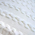 18x18 Boho Pillow Cover - Chenille Tufted Decorative Throw Pillow Cover Soft Velvet Backing, Farmhouse Striped Square Accent Pillow Case for Sofa, Couch, Bedroom, Living Room, White