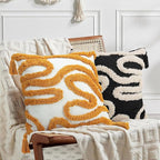 Adabana Black and Beige Pillow Covers Decorative Tufted Abstract Throw Pillows Cover Modern Farmhouse Home Decor for Couch Living Room Safa Bed,18X18 Inch