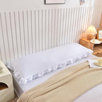 Nanko Body Pillow Case Cover 1 Pack 20x54, White Ruffled Boho Soft Shabby Chic Microfiber Extra Long Decorative Pillow Covers/Pillow Shams, Comfortable Body Pillowcase for Women Men