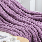 EverGrace Jacquard Boho Sherpa Fleece Throw Blanket for Couch, Super Soft Cozy Fuzzy Plush Blankets for All Seasons, Reversible Thick Warm Blanket for Bed, Sofa, Living Room, Mauve Purple, 60" x 80"