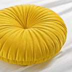 Roslynwood Shelly Round Solid Lemon Velvet Chair Cushion Couch Pumpkin Throw Pillow Home Decorative Seashell Floor Pillow, 16x16 inch