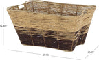Deco 79 Seagrass Handmade Decorative and Functional Storage Basket Oversized Color Block Basket Organizer with Slot Handles, Basket for Storage 30" x 20" x 15", Brown