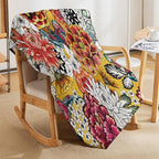 Boho Floral Throw Blanket Bohemian Colorful Flowers Print Mandala Blanket for Sofa Bed Couch Chair Or Dorm 60"x80"