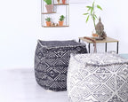 Mandala Life ART Pouf Ottoman - 20x20x20 - Foot Rest Stool White Cube