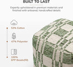 Anji Mountain Pouf Ottoman Foot Rest, Handmade Ottoman Pouf, Comfortable Foot Stool, Decorative Floor Seating for Living Room Decor, Bedroom & Home Décor Accent - Green