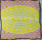 INDIAN CRAFT CASTLE 24" Yellow Ombre Mandala Barmeri Large Floor Pillow Cover Cushion Meditation Seating Ottoman Throw Cover Hippie Decorative Zipped Bohemian Pouf Ottoman Pom Pom Cases 24" Square
