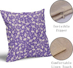Purple Pillow Covers 24x24 Set of 2 Vintage Floral Rustic Old Style Cute Flower Print Decorative Outdoor Pillowcases Seasonal Farmhouse Throw Cushion Case Decor for Couch Sofa Bed