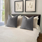 MIULEE Pack of 2 Grey Decorative Pillow Covers 24x24 Inch Soft Chenille Luxurious Couch Throw Pillows Farmhouse Cushion Covers Euro Shams with Elegant Design for Sofa Bedroom Living Room Home Decor