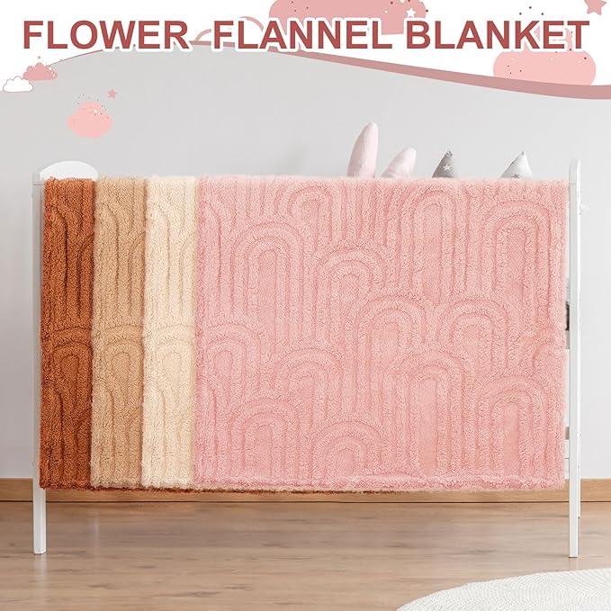 8 Pcs 3D Boho Baby Blanket for Girls Boys Fluffy Toddler Blanket Soft Warm Newborn Toddler Receiving Crib Stroller Blankets Infant Gift for Baby Shower, 32" x 24" (Rainbow)
