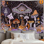 Yeoiat Purple Mushroom Tapestry Hippie Tapestry for Bedroom Cute Tapestries Aesthetic Wall Tapestries Hanging for Bedroom Dorm Living Room 70×90 Inches