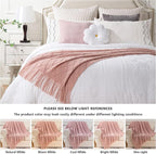 BATTILO HOME Blush Throw Blanket with Tassels, Pink Knit Blanket for Home Decor, Boho Style Textured Knitted Decorative Blanket for Couch, Sofa &Bed, 50"x60"