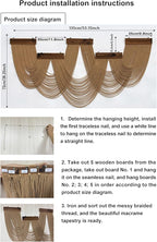 HVEST Large Macrame Wall Hanging Boho Decor, Brown Bohemian Macrame Wall Art Geometric Modern Craftsmanship Handmade Woven Tapestry for Bedroom Living Room Backdrop, 53W x 28L inches