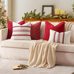 MIULEE Pack of 2 Christmas Pillow Covers 18x18 Inch Red Farmhouse Decorative Throw Pillow Covers with Stitched Edge Soft Chenille Solid Dyed Couch Pillow Covers for Sofa Bed Living Room