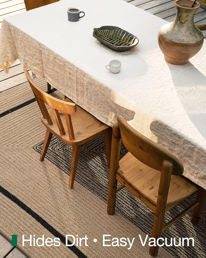 LUMI 5x8 Jute Area Rug for Living Room, Natural Handwoven Rugs Non Slip, Farmhouse Braided Carpets No Shedding for High Traffic, Dining Room, Indoor, Outdoor, Patio