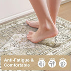 Collive Farmhouse Anti Fatigue Kitchen Mat, Cushioned Kitchen Rug Sets of 2 Waterproof Non Slip Kitchen Floor Mats Ergonomic Comfort Standing Mat for Laundry, Office, Sink, Desk, Taupe