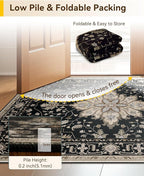 Area Rugs 3'x8' Runner Rug Non Slip Washable for Kitchen Hallway Bedroom Beside Laundry Room Bathroom Rug, Floor Carpet, Black Brown Neutral Dark Tan