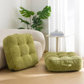 HIGOGOGO 8" Extra Thick Floor Pillow Cushion for Adults, Meditation Cushion Pillow, Large Square Floor Sitting, Tufted Corduroy Cover, for Tatami Living Room or Yoga, 22x22 Inch, 2Pack, Green