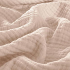 PHF 100% Cotton Muslin Throw XL Blanket Large 50" x 70", 4-Layer Lightweight Gauze Throw, Breathable Cloud-Soft Minimalist Blanket for Bed, Couch, Camping & Baby, Dusty Pink, Ideal Gift