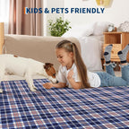 GarveeHome Checkered Area Rugs 5x7 for Living Room, Machine Washable Non Slip Backing Rug, Stain Resistant Low-Pile Indoor Outdoor Carpet for Bedroom Dining Room Office Nursery Blue