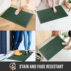 Sturdy Front Door Mat, Absorbent Muddy Dirt Resist Welcome Door Mats Outdoor Indoor, Stain and Fade Resistant, Non-Slip Backing Entry Mat Low Profile Doormat for Entryway, 36×24, Green
