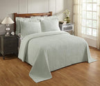 Better Trends Chenille Bedspreads Twin Size, Sage 100% Cotton Chenille Stripe Design Tufted Bedding Coverlet Soft Lightweight, 96"x110" with 1 PC Sham 2 Pieces Set Jullian Collection