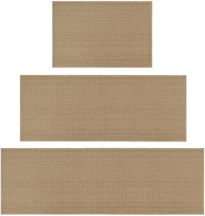 Artoid Mode Washable Non Slip Kitchen Rugs and Mats Set of 3, Rubber Backing Absorbent Kitchen Mats for Floor Front of Sink - 24"x36"+24"x60"+24"x72"