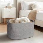 75L Large Storage Basket, 22”x17”x12” Blanket Storage for Living Room, Rectangle Woven Kids Toy Bin Box, Baby Laundry Basket, Cotton Rope Bin for Shoes Towels Stuffed Animals, Gray