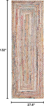 SAFAVIEH Cape Cod Collection Runner Rug - 2'3" x 11', Beige & Multi, Handmade Jute & Cotton, Woven Braided Design (CAP202B)